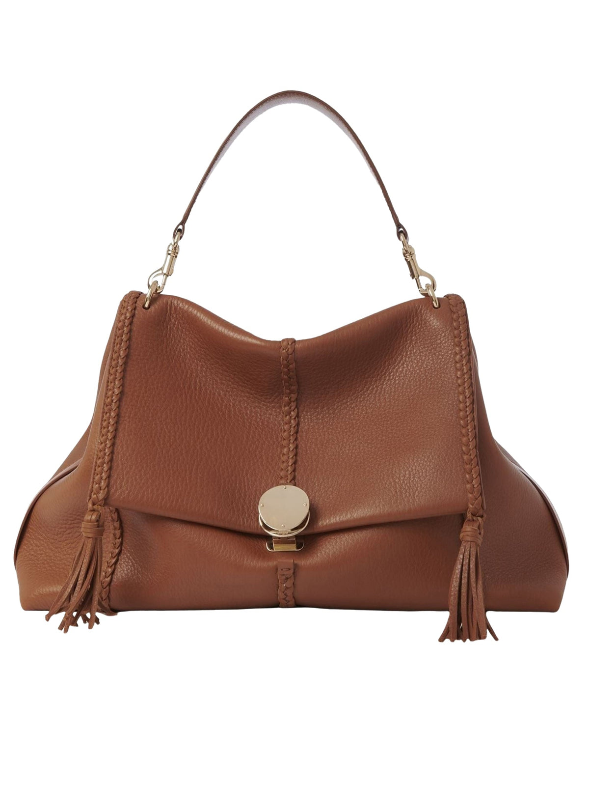 OK PORTE_Grand sac souple porté épaule Penelope en cuir - Caramel