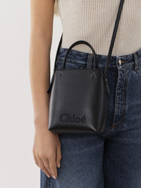 OK PORTE_Mini sac cabas Chloé Sense en cuir - Black