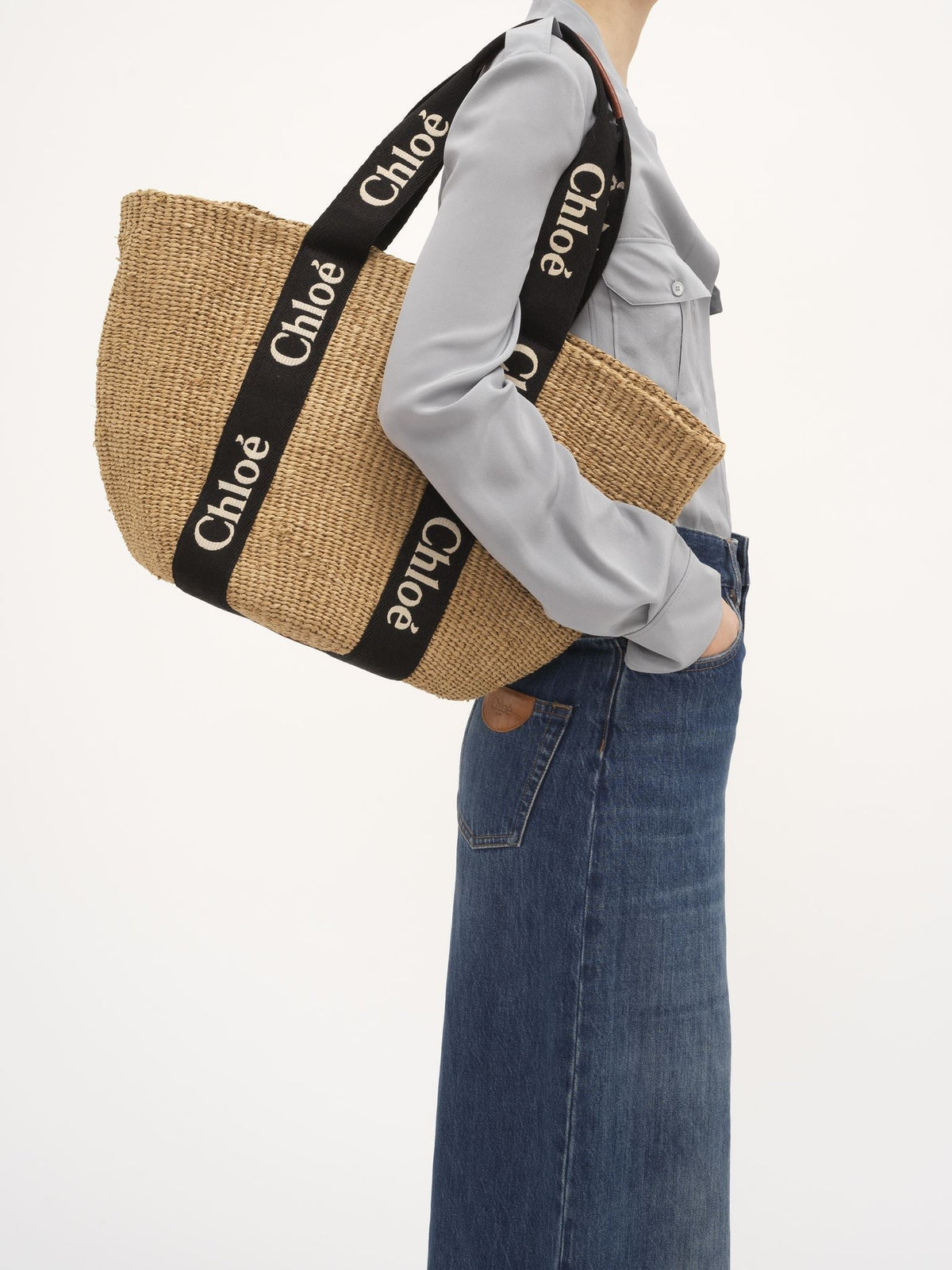 OK PORTE_Grand sac panier Woody - Black & Beige