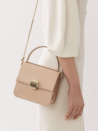 OK PORTE_Petit sac porté épaule Penelope en cuir - Powder Beige
