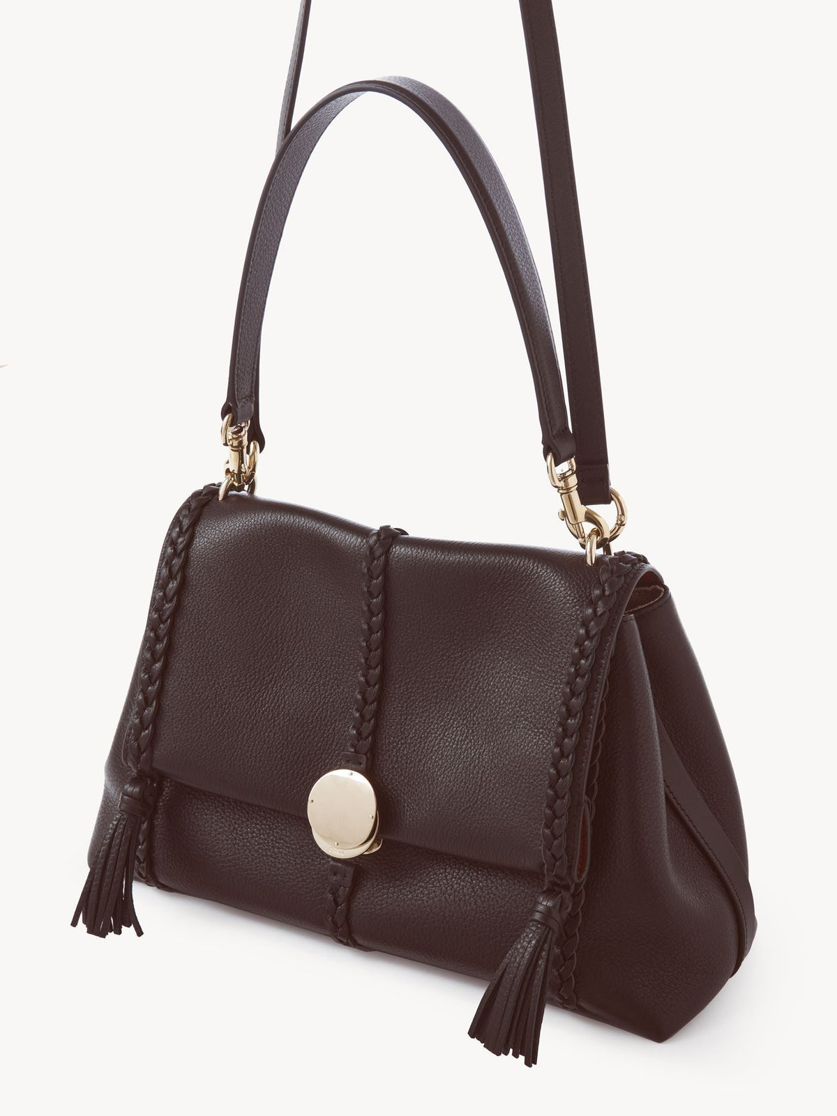 NO PORTE_Sac souple porté épaule Penelope en cuir - Deep Violine