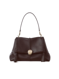 NO PORTE_Sac souple porté épaule Penelope en cuir - Deep Violine
