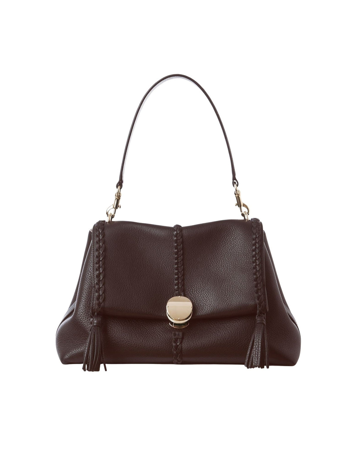 NO PORTE_Sac souple porté épaule Penelope en cuir - Deep Violine