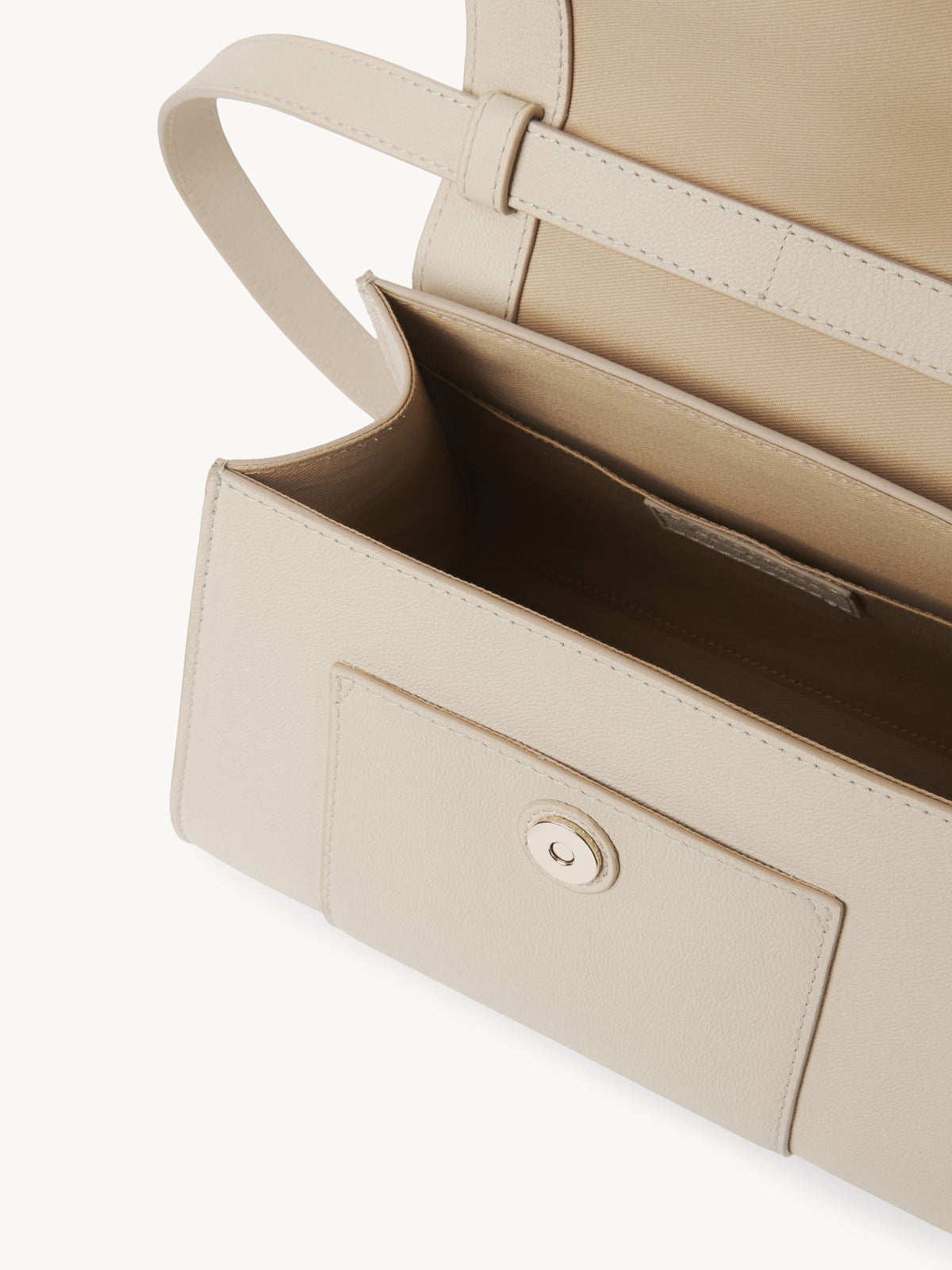 OK PORTE_Sac à main chaîne Joan en cuir - Cement Beige