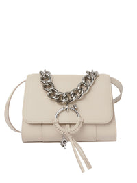 OK PORTE_Sac à main chaîne Joan en cuir - Cement Beige