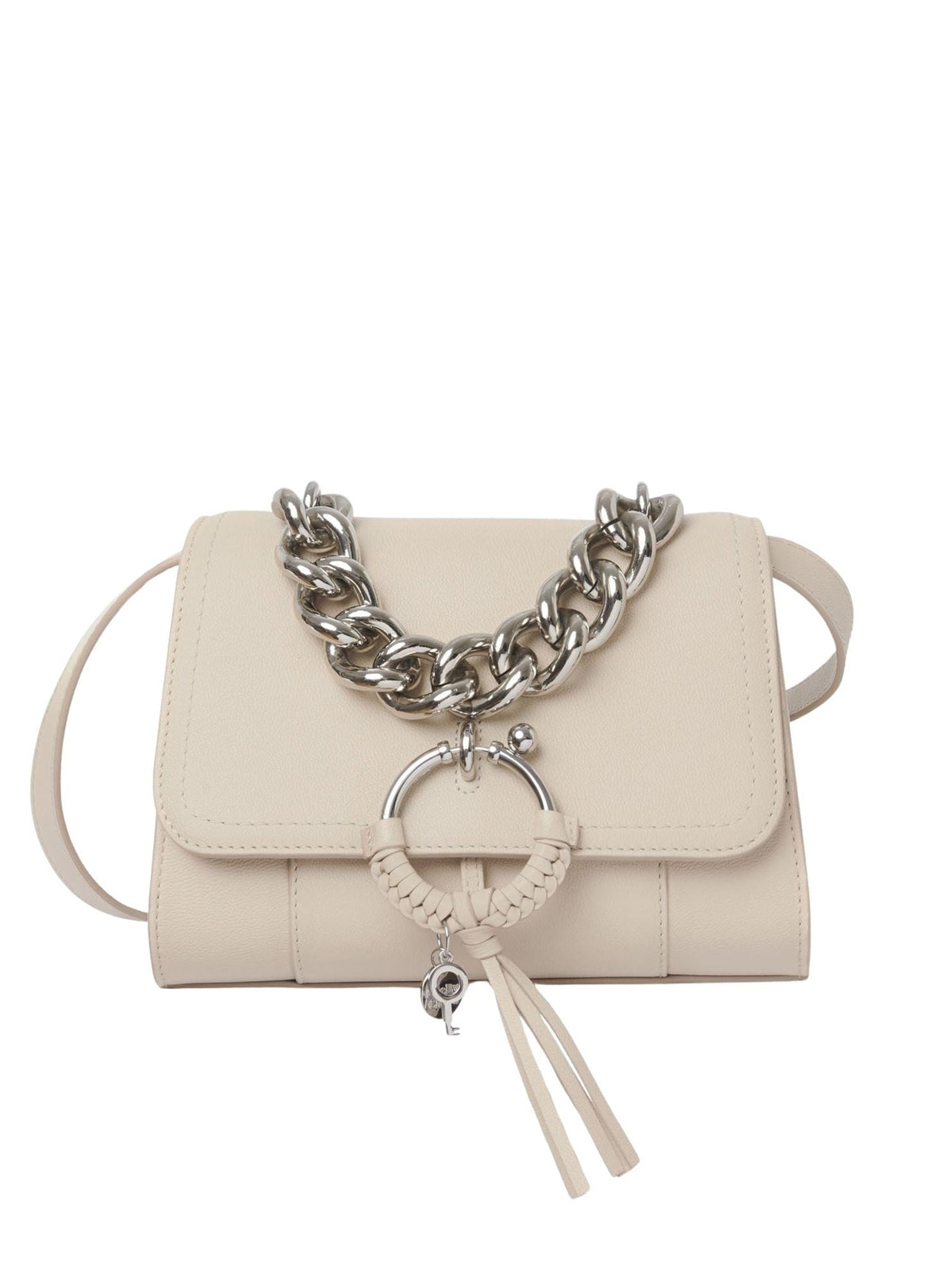 OK PORTE_Sac à main chaîne Joan en cuir - Cement Beige