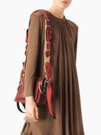 OK PORTE_Bandoulière foulard en cuir - Plum Purple