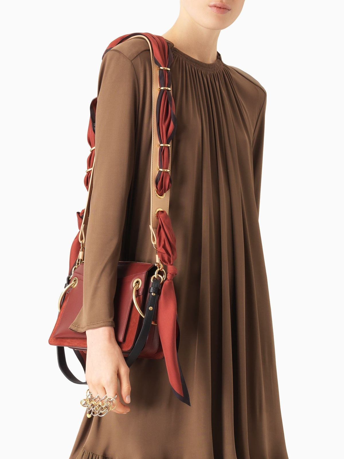 OK PORTE_Bandoulière foulard en cuir - Plum Purple
