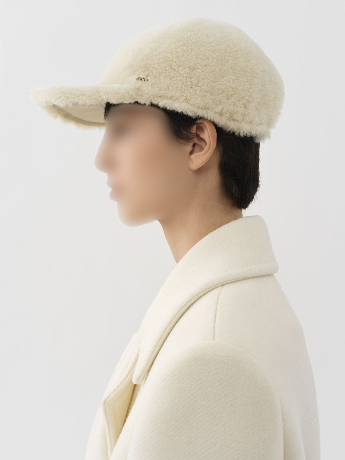 OK PORTE_Casquette à logo Chloé en laine - Soft Beige