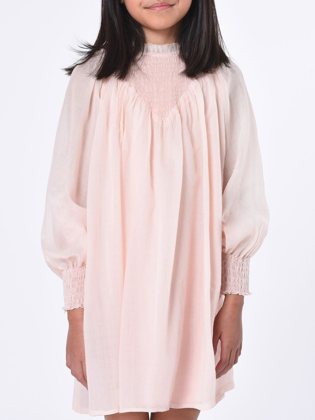 OK PORTE_Robe à col rond en laine - Rosewood