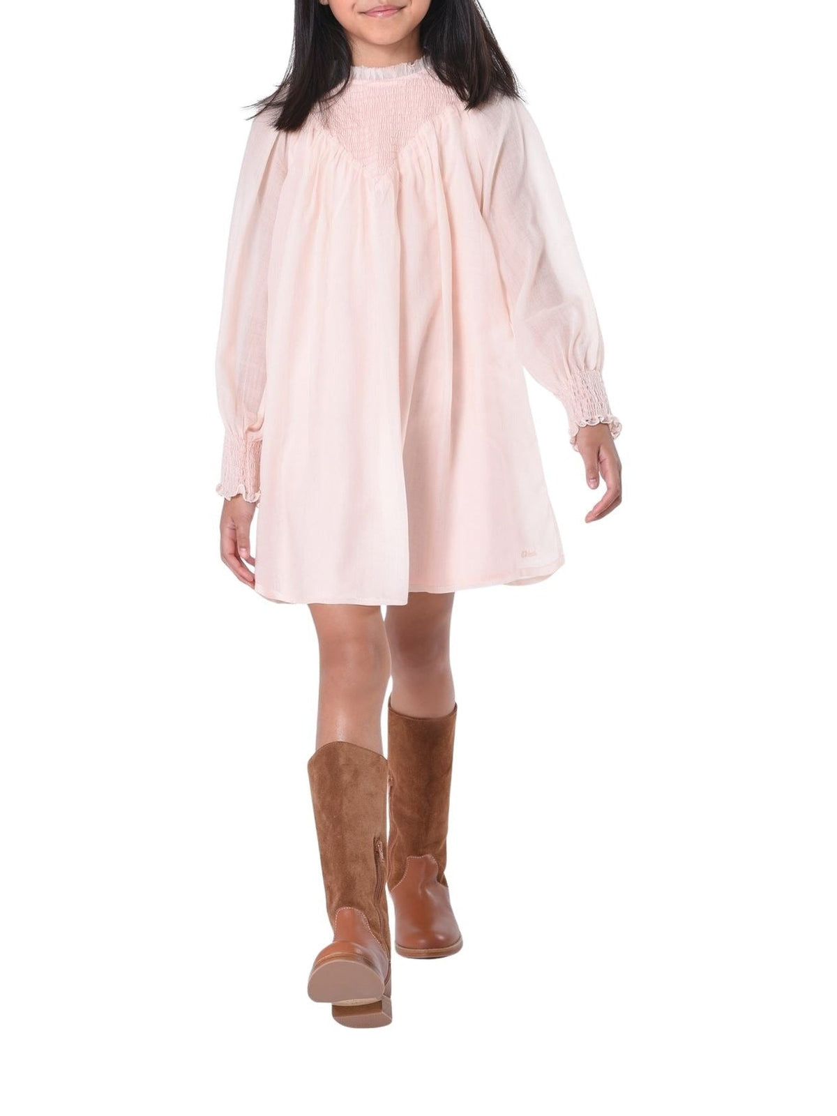 OK PORTE_Robe à col rond en laine - Rosewood