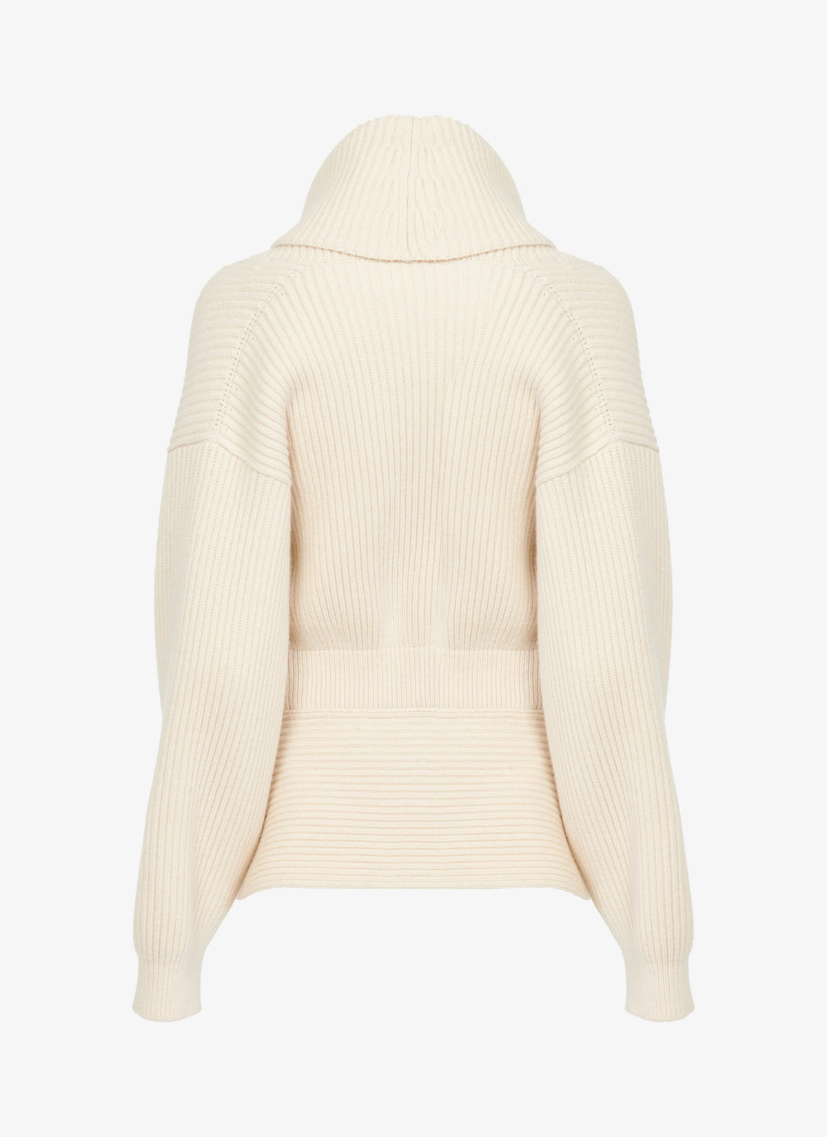 Sculptural wool shawl collar cardigan - Ivory
