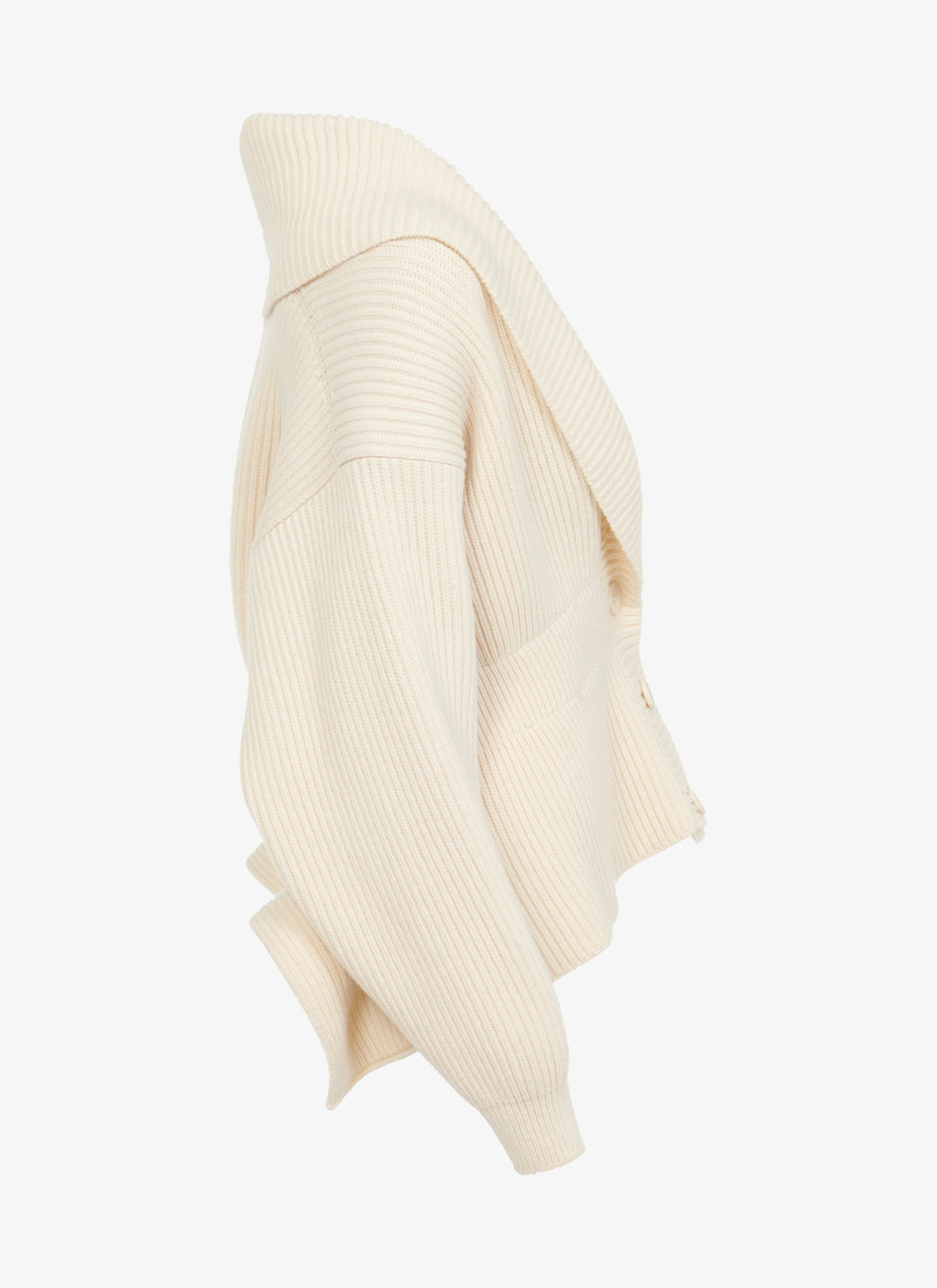 Sculptural wool shawl collar cardigan - Ivory