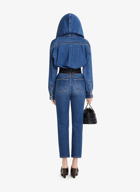 Hooded bodysuit in denim - Blue Jeans