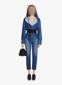 Hooded bodysuit in denim - Blue Jeans