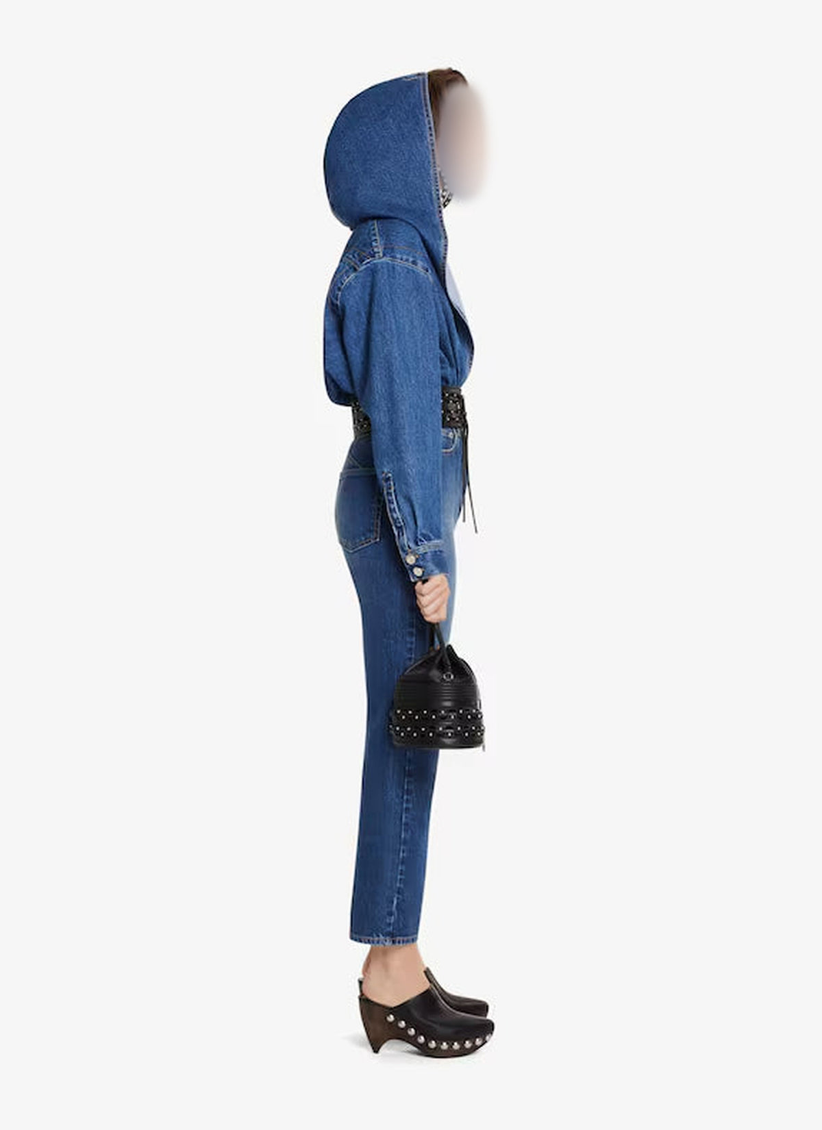 Hooded bodysuit in denim - Blue Jeans