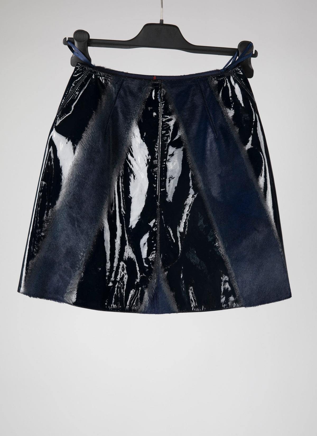 Mini jupe droite en cuir unie - Saphir