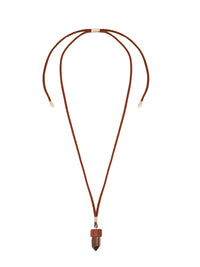 OK PORTE_DÉJÀ VU 38pcs Collier moyen Jemma en cuir et pierre semi préçieuse - Brown