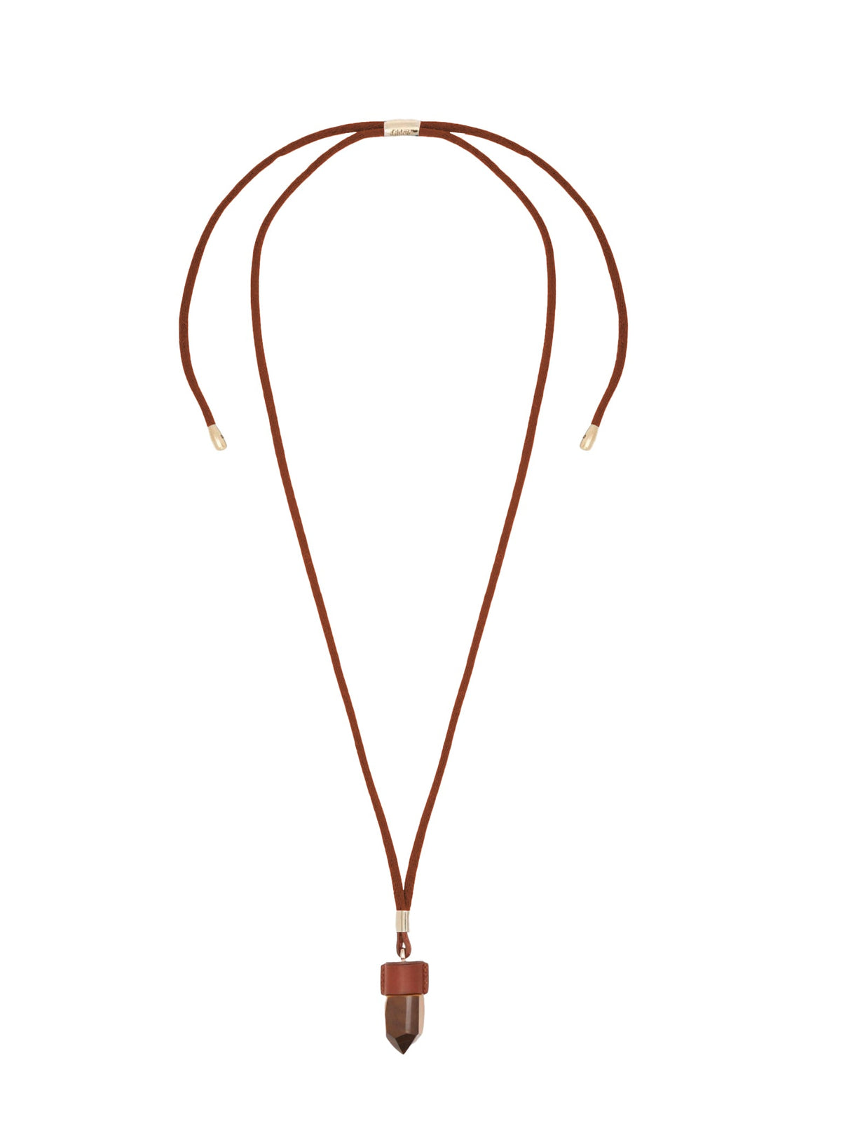 OK PORTE_DÉJÀ VU 38pcs Collier moyen Jemma en cuir et pierre semi préçieuse - Brown