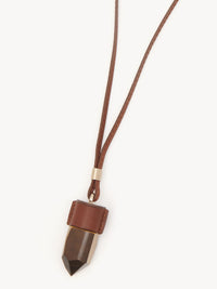 OK PORTE_DÉJÀ VU 38pcs Collier moyen Jemma en cuir et pierre semi préçieuse - Brown
