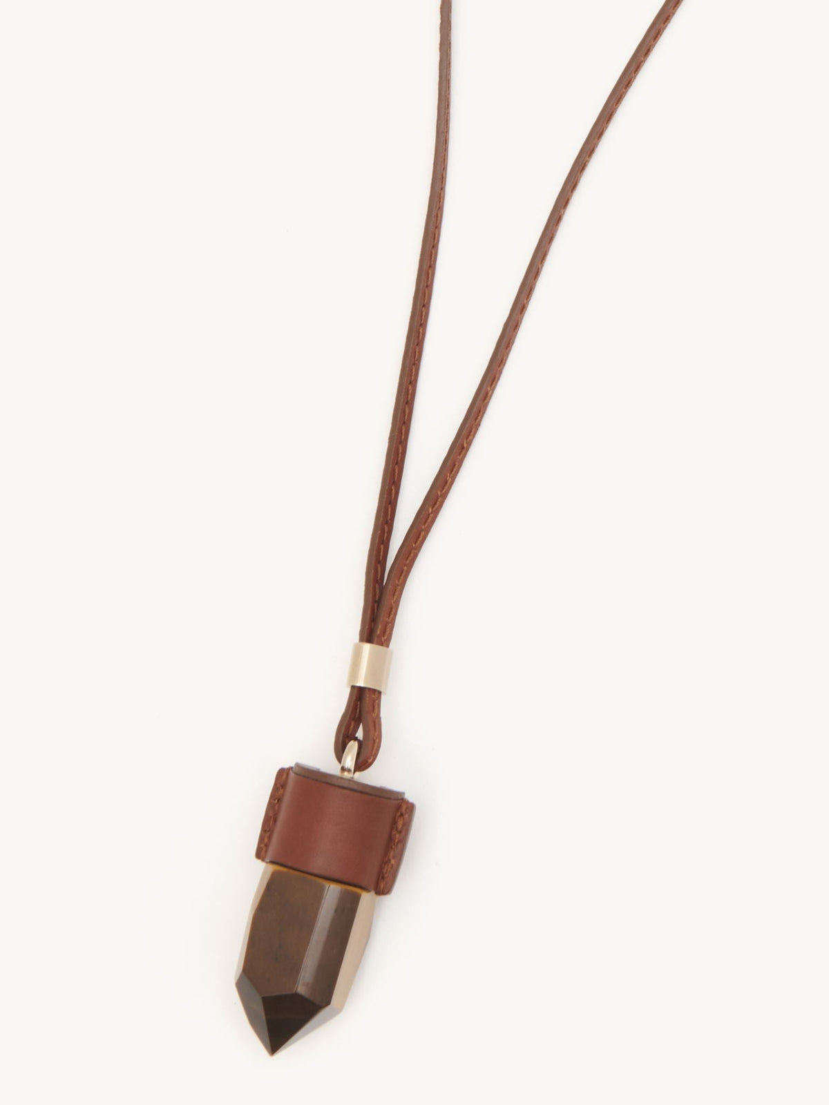 OK PORTE_DÉJÀ VU 38pcs Collier moyen Jemma en cuir et pierre semi préçieuse - Brown