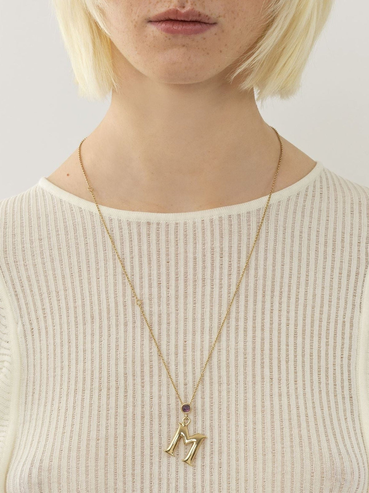 OK PORTE_Collier Alphabet en laiton - Gold Color