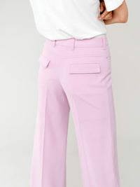 OK PORTE_Pantalon évasé en laine grain de poudre légère - Sweet Lilac