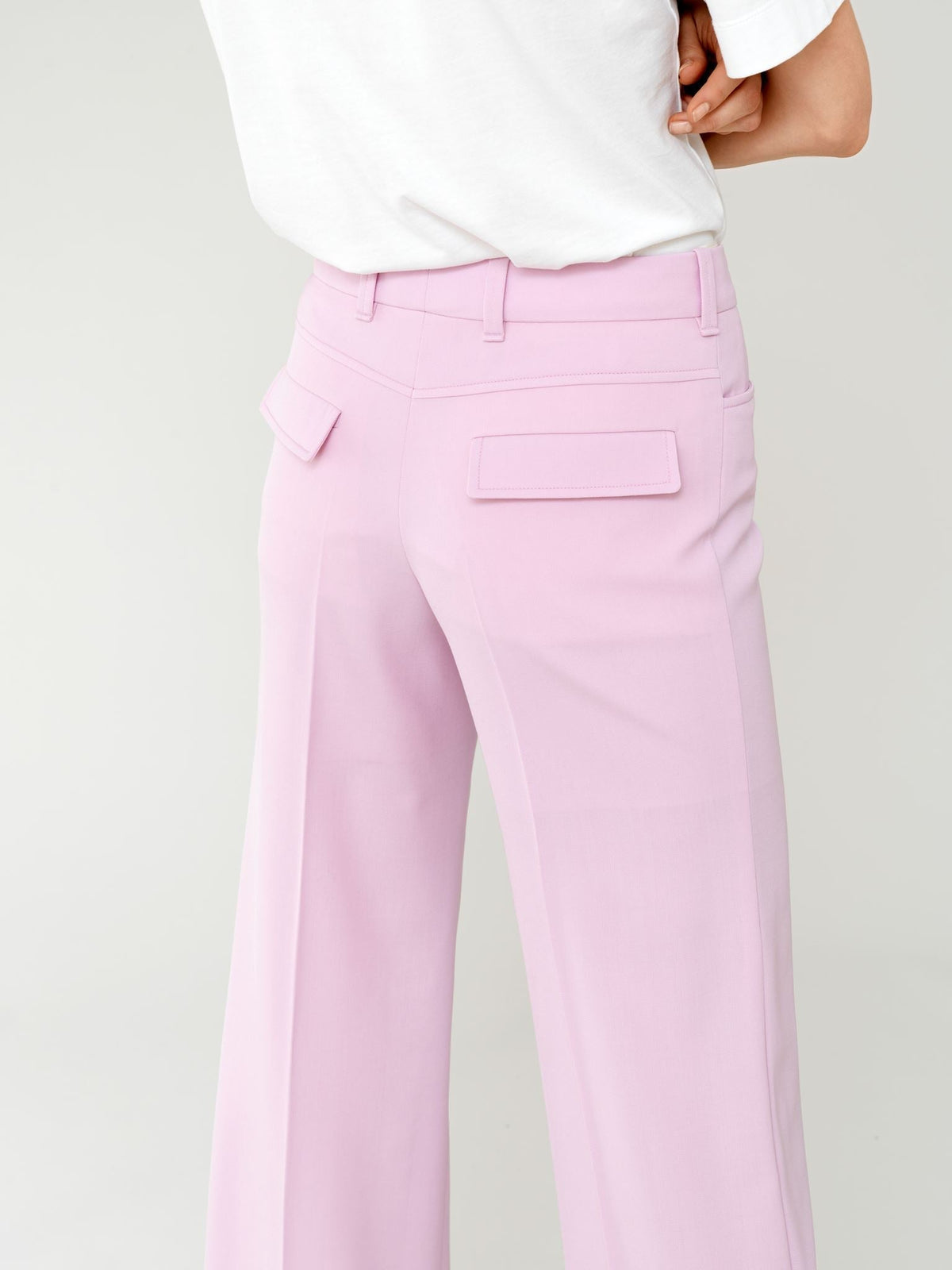 OK PORTE_Pantalon évasé en laine grain de poudre légère - Sweet Lilac
