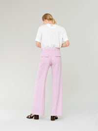 OK PORTE_Pantalon évasé en laine grain de poudre légère - Sweet Lilac