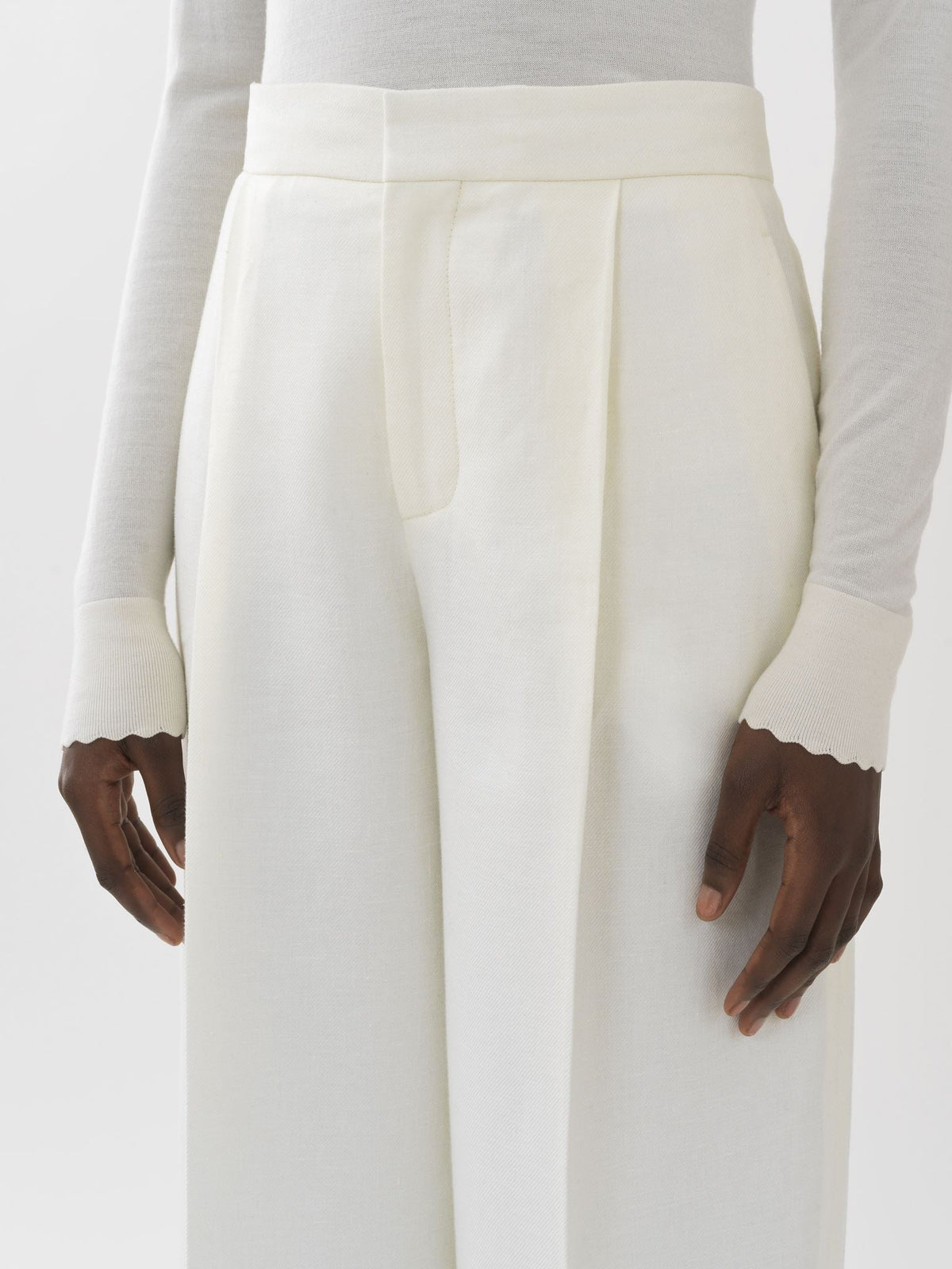 OK PORTE_Pantalon large en lin - Iconic Milk