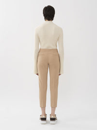 OK PORTE_Pantalon cigarette court en laine - Soft Tan