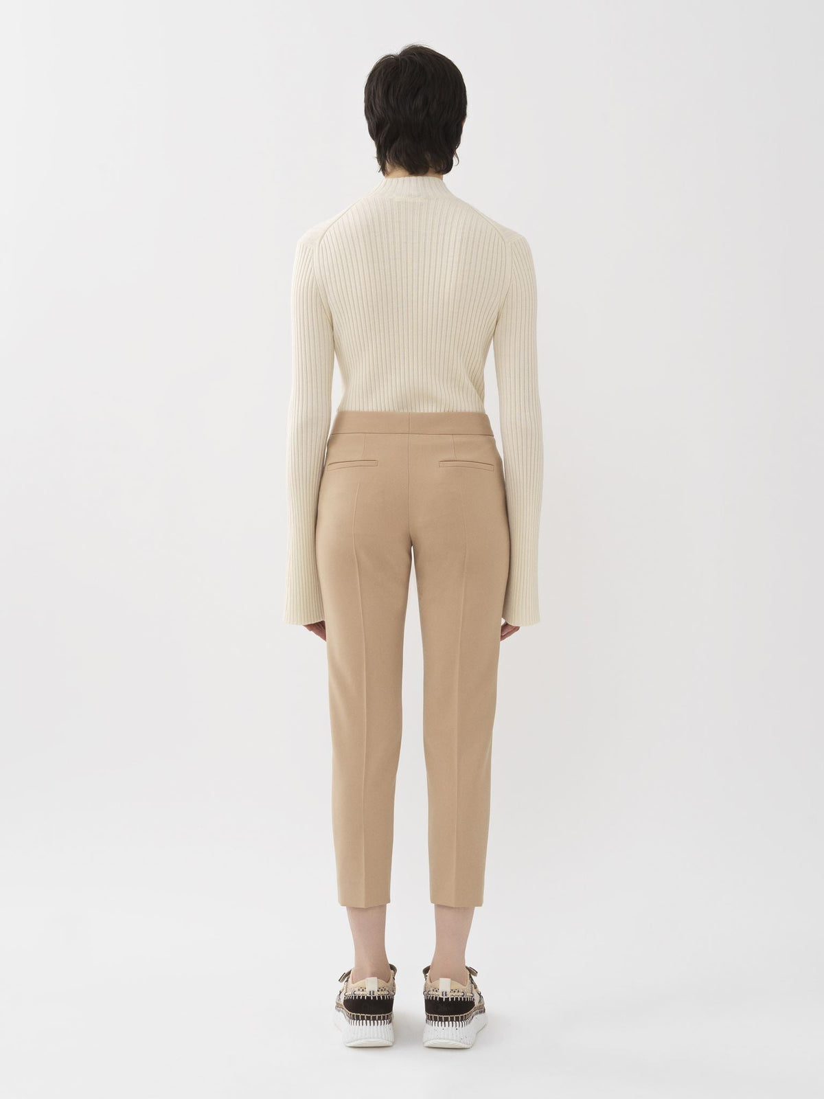 OK PORTE_Pantalon cigarette court en laine - Soft Tan