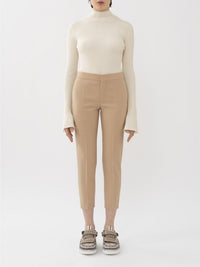 OK PORTE_Pantalon cigarette court en laine - Soft Tan