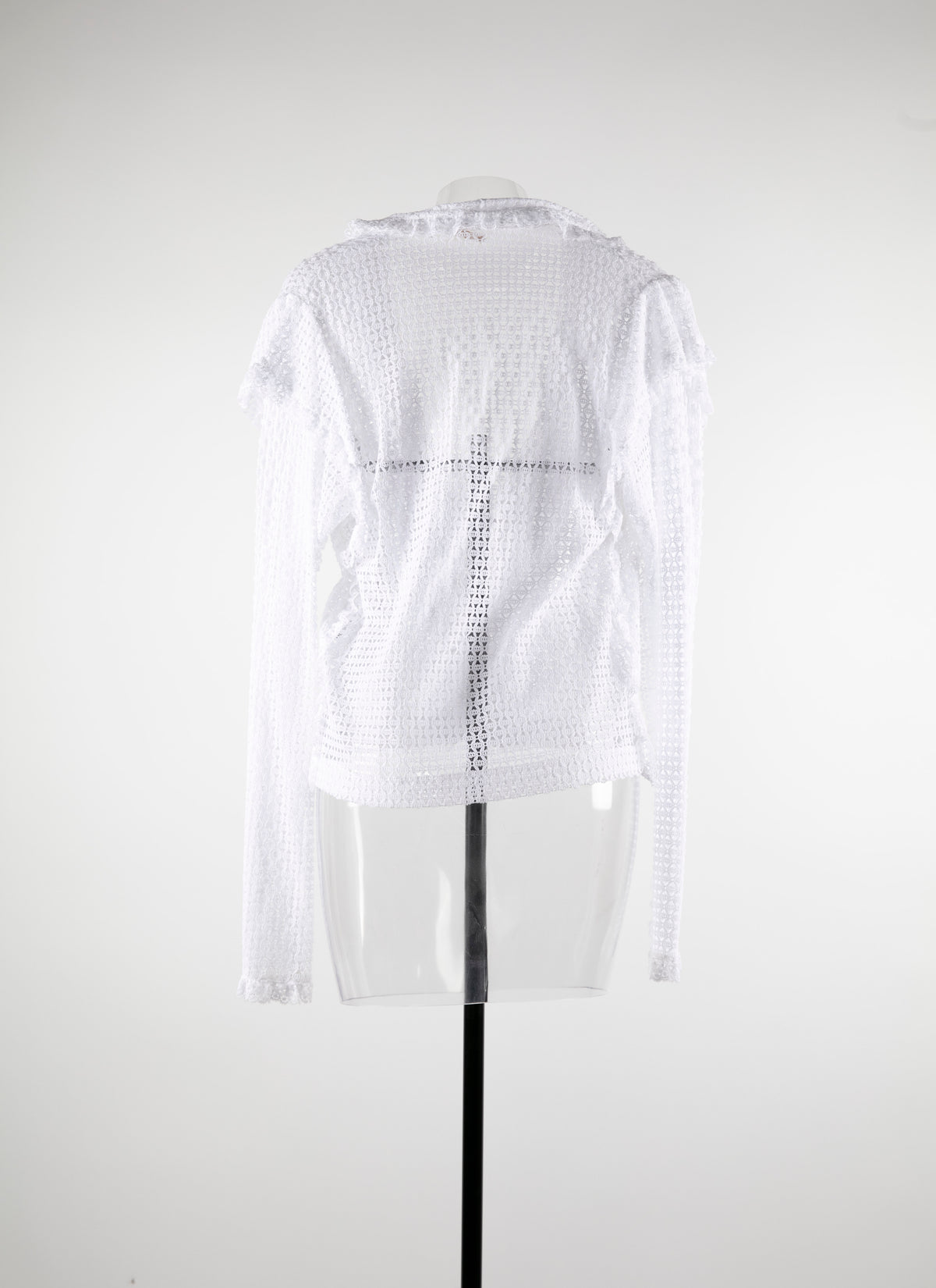Chemise transparente nouée à col plongeant - Blanc