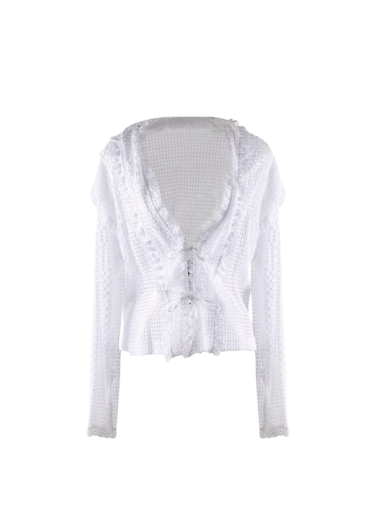 Chemise transparente nouée à col plongeant - Blanc