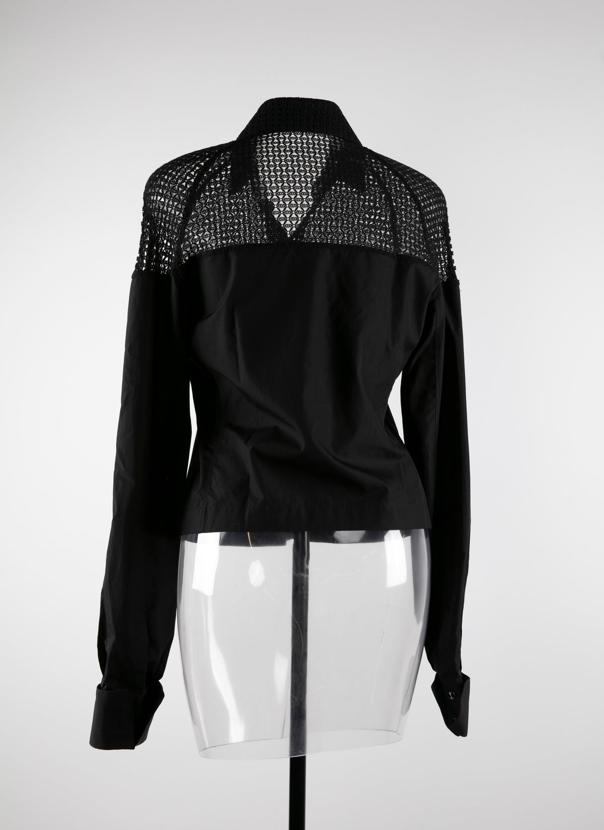 Chemise à manches longues épaules ajourées - Noir