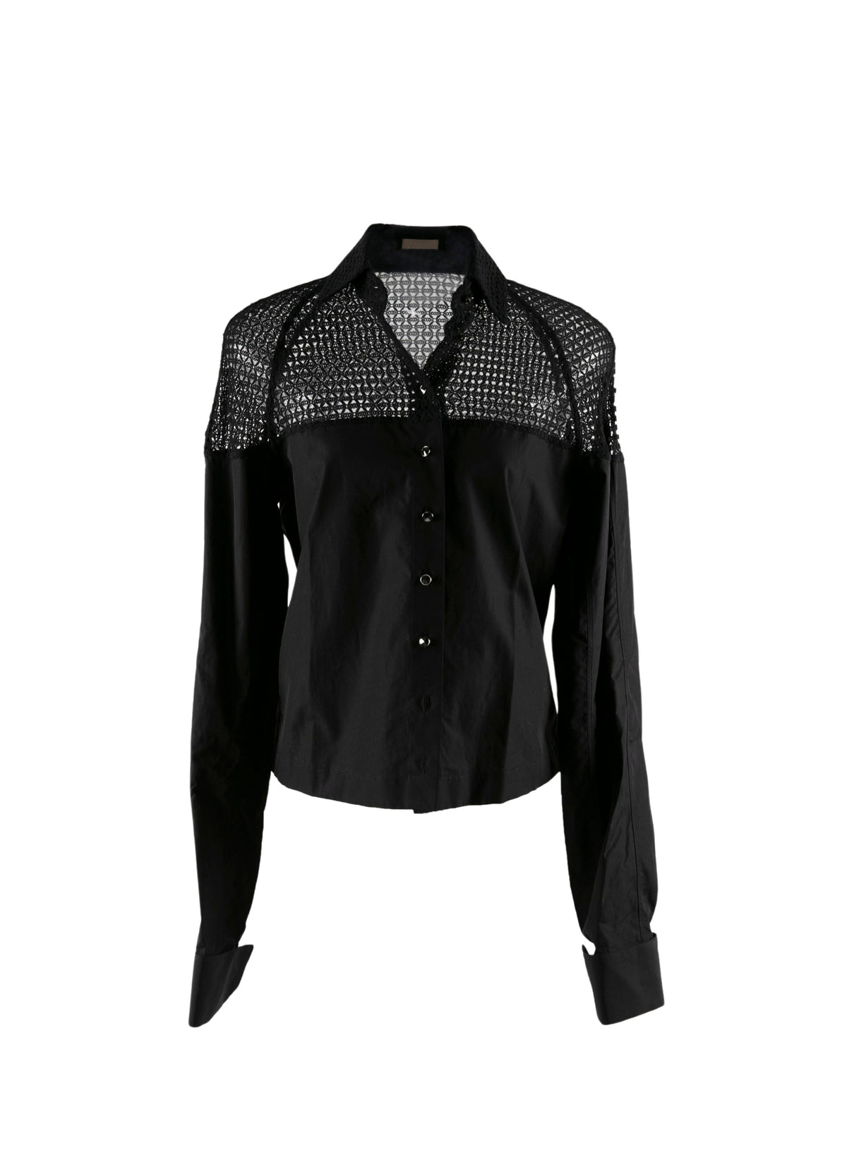 Chemise à manches longues épaules ajourées - Noir