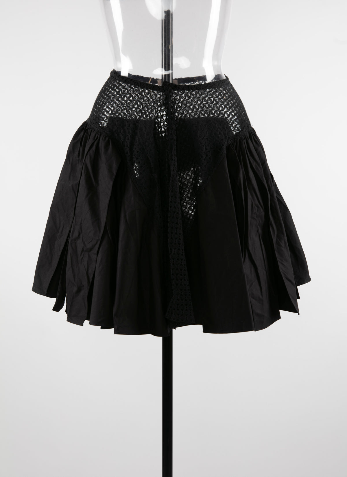 Mini-jupe plissée avec détails ajourés - Noir