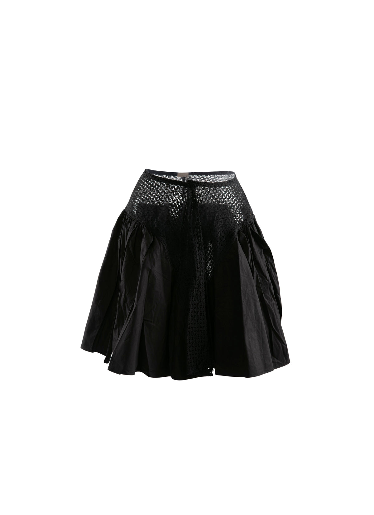 Mini-jupe plissée avec détails ajourés - Noir
