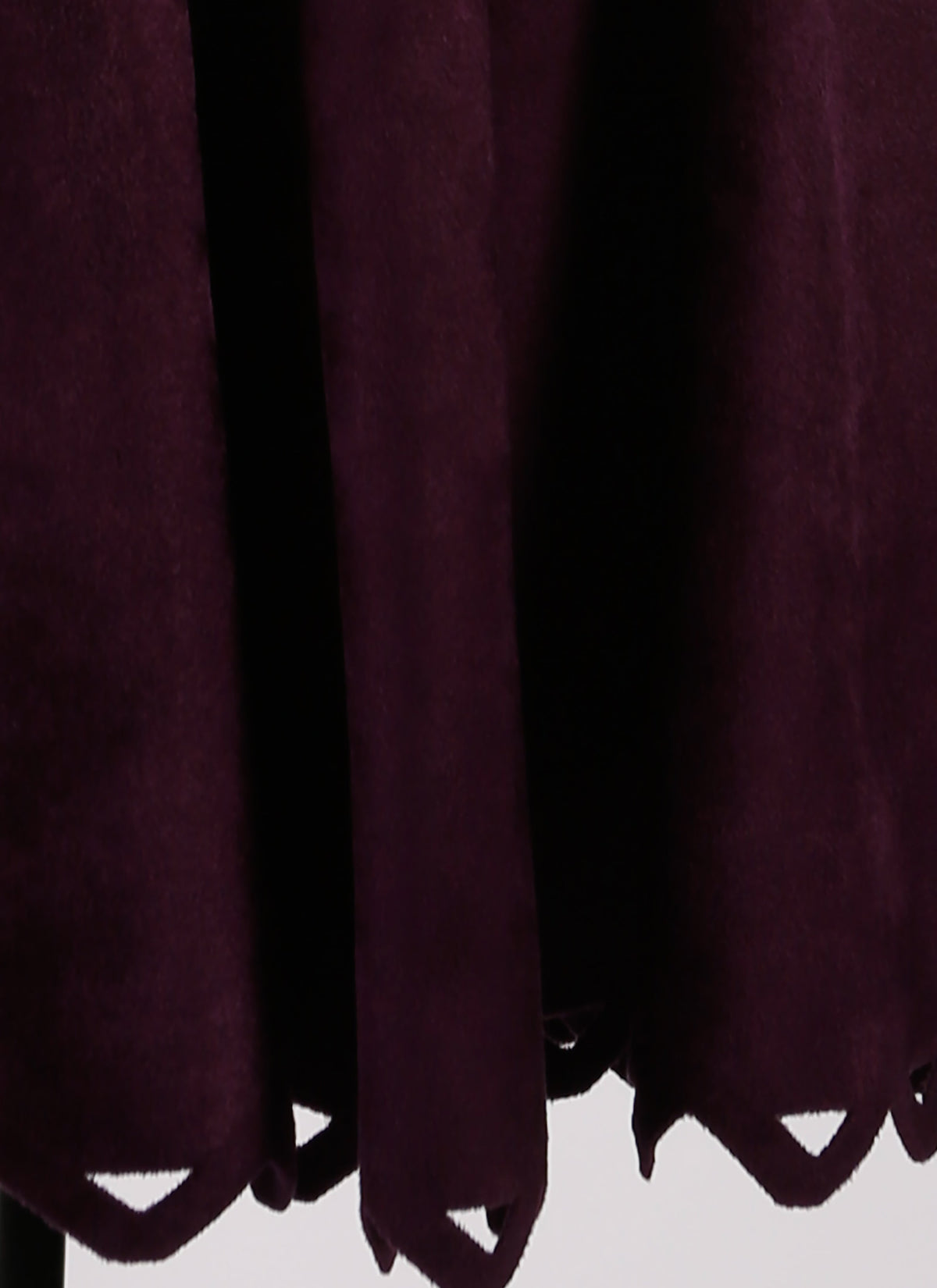 Mid-length skirt in velvet with open hem - Aubergine