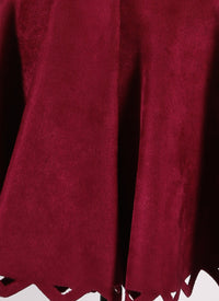 Short skirt in velvet with open hem - Fuchsia Pink