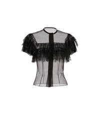 Tulle sleeveless shirt - Black