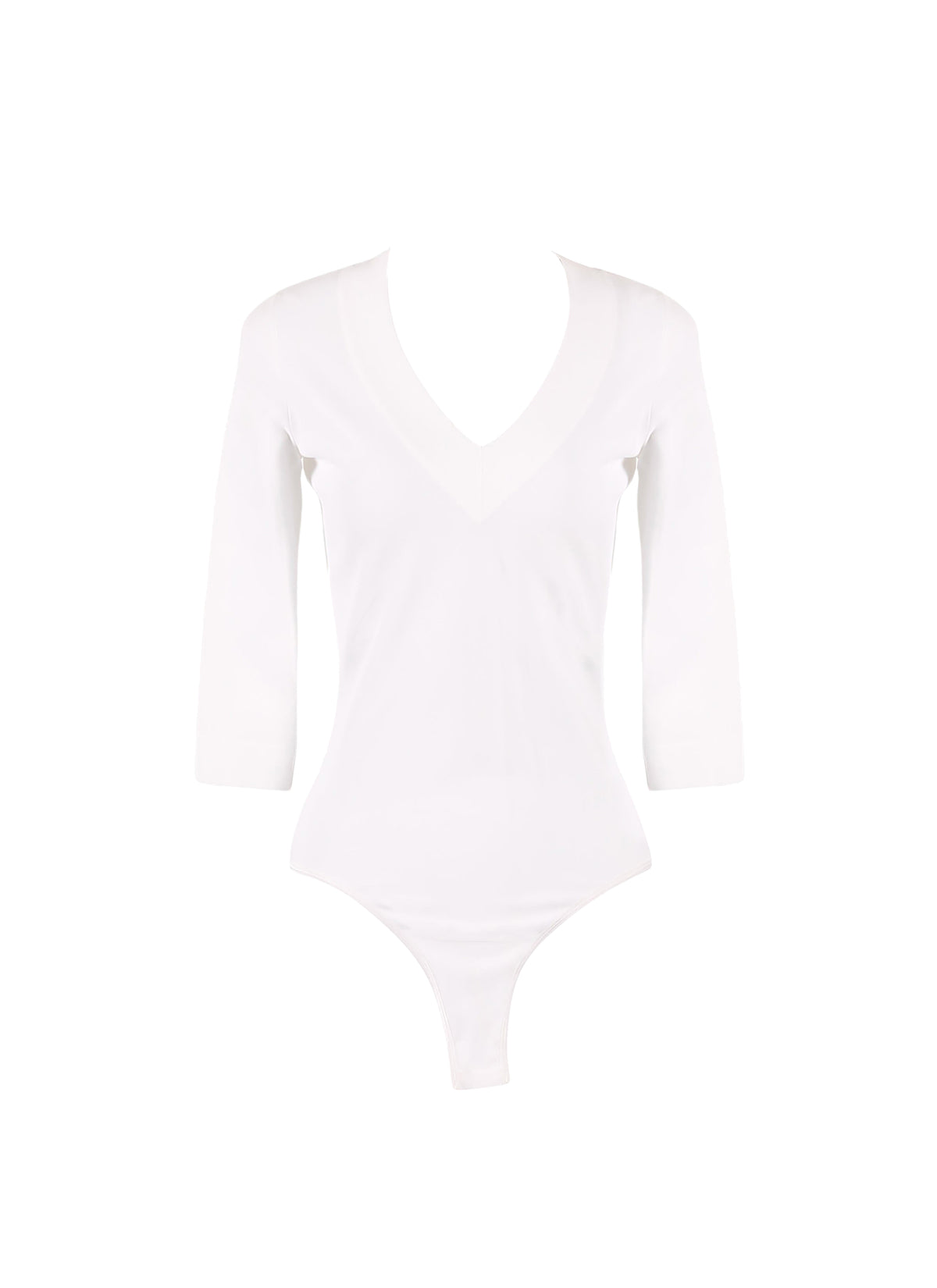 3/4 sleeve V-neck bodysuit - White