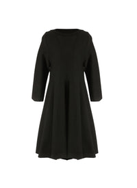 Long-sleeved baby-doll quilted dress - Black