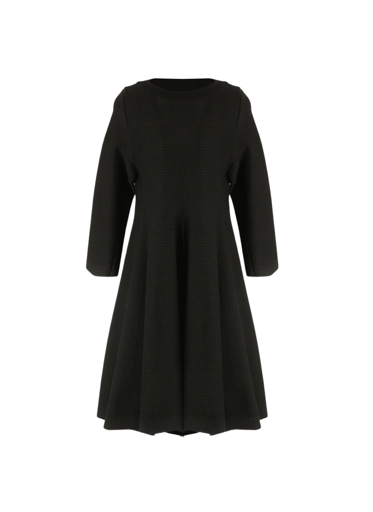 Long-sleeved baby-doll quilted dress - Black