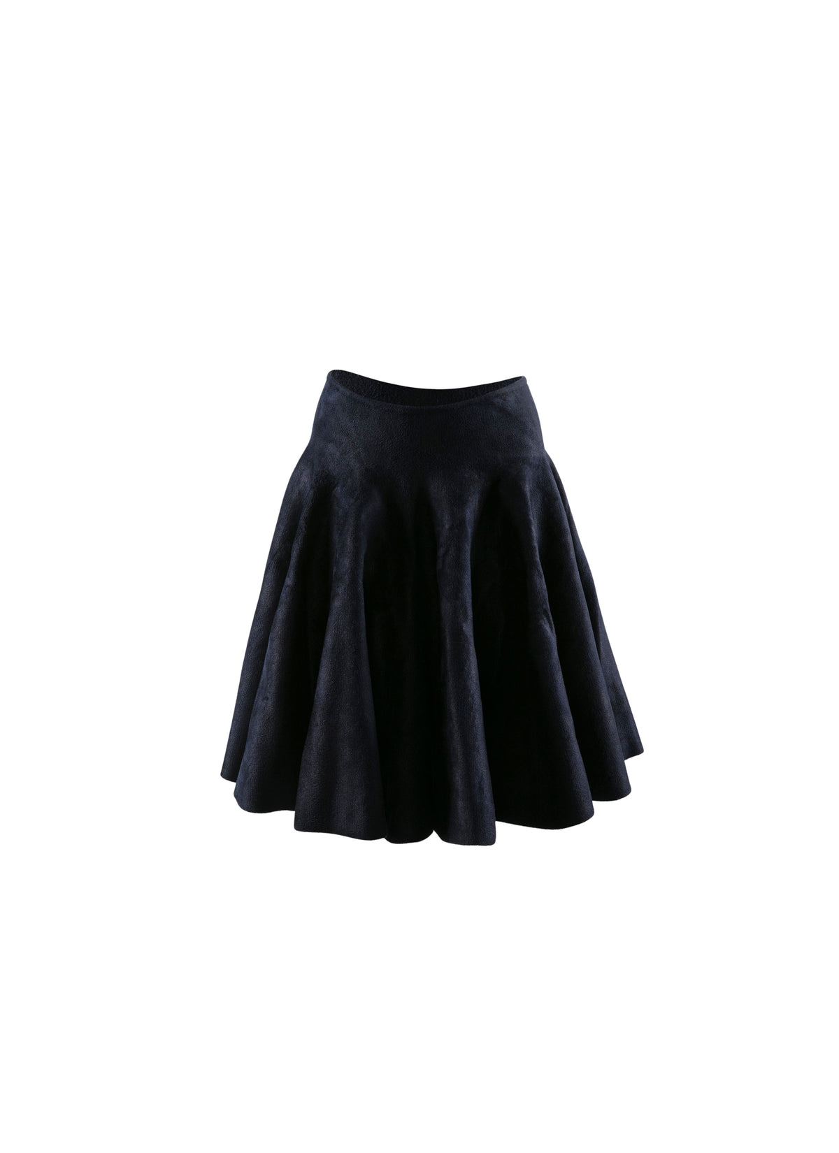 Plain velvet mini skater skirt - Night