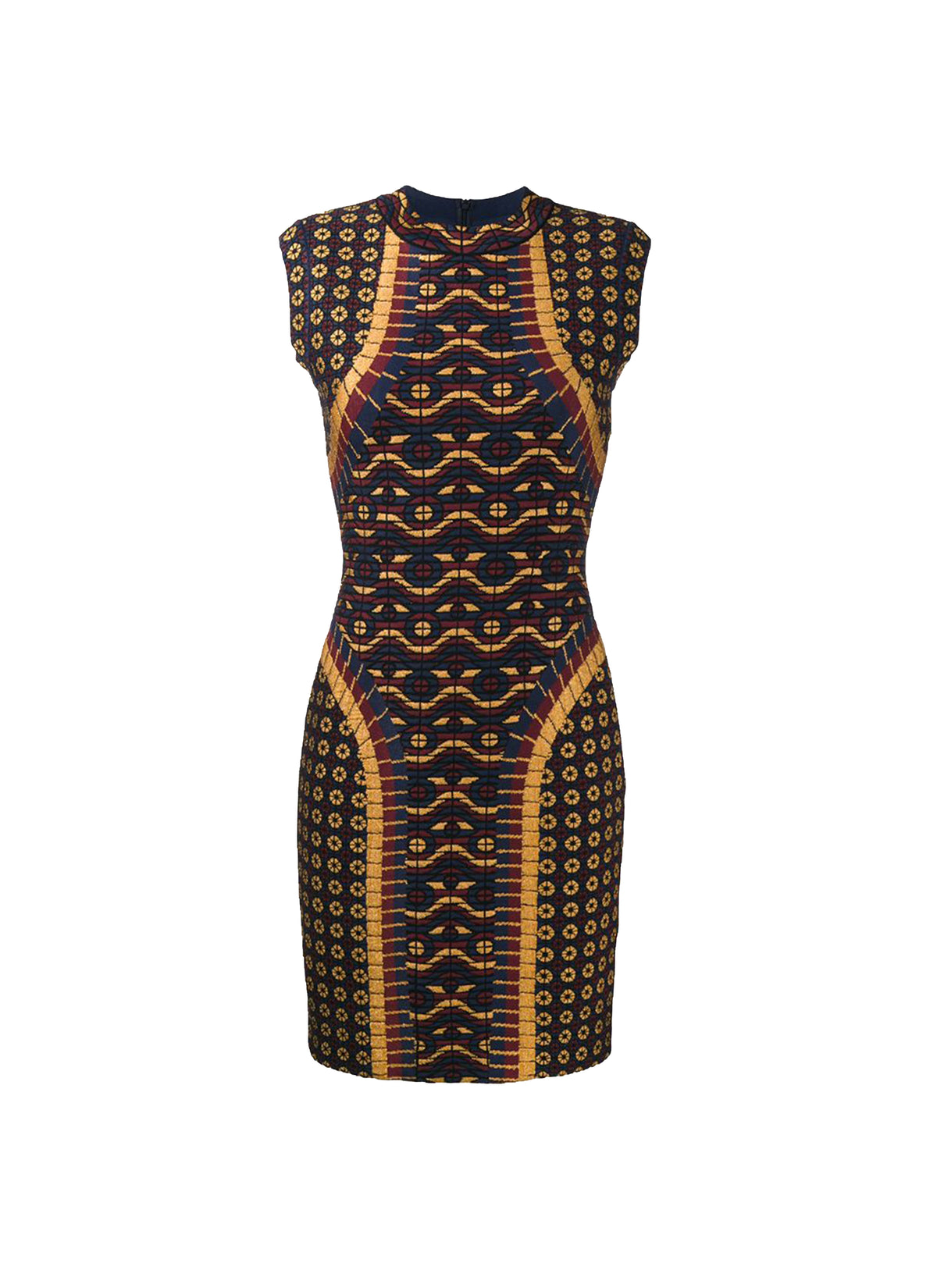 Mesh Swahili sleeveless dress - Navy & Gold