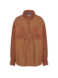 OK PORTE_Veste chemise bi matière - Copper Brown