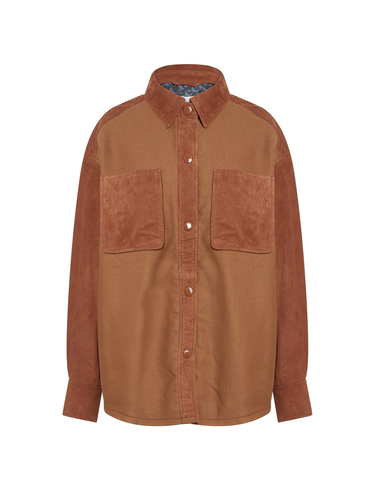 OK PORTE_Veste chemise bi matière - Copper Brown