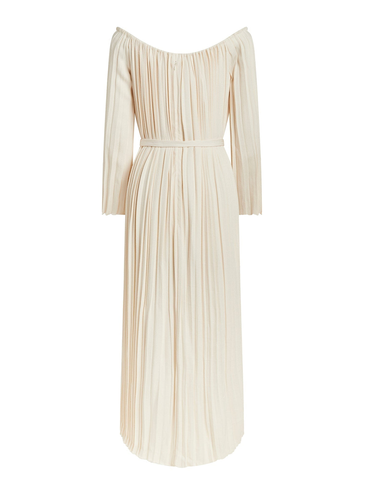 OK PORTE_Robe épaules nues en soie - Seedpearl Beige